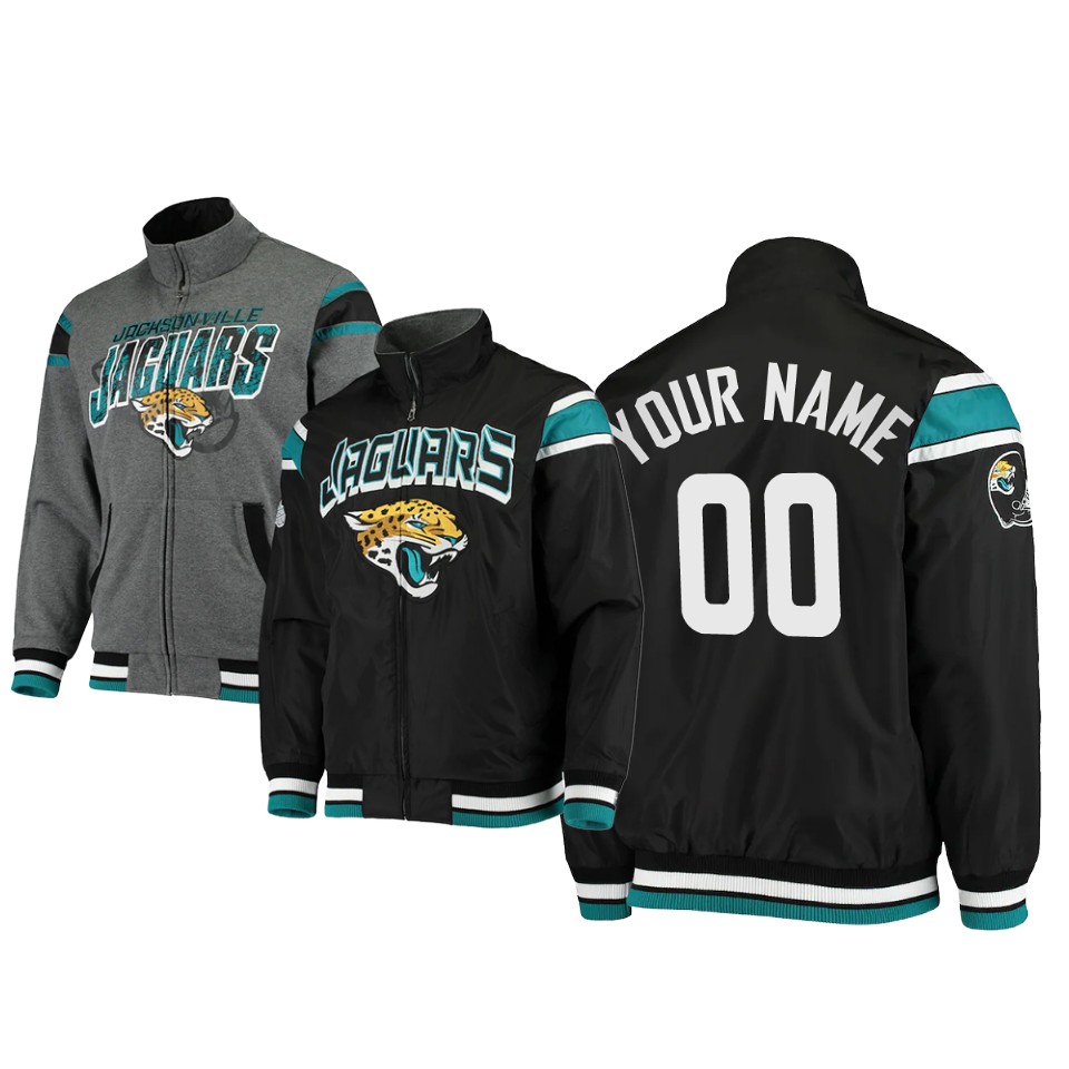 custom jaguars black charcoal offside reversible full zip jacket