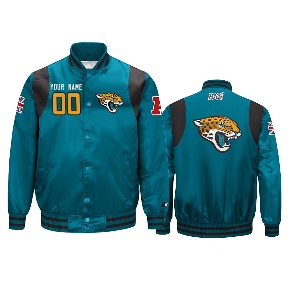 custom jaguars teal 2019 nfl london game nfl 100 full zip jacket