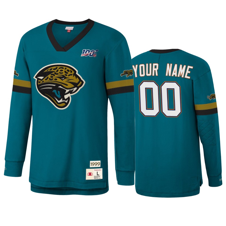 custom jaguars teal nfl 100 long sleeve t shirt