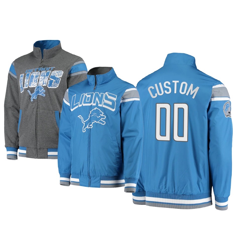 custom lions blue charcoal offside reversible full zip jacket
