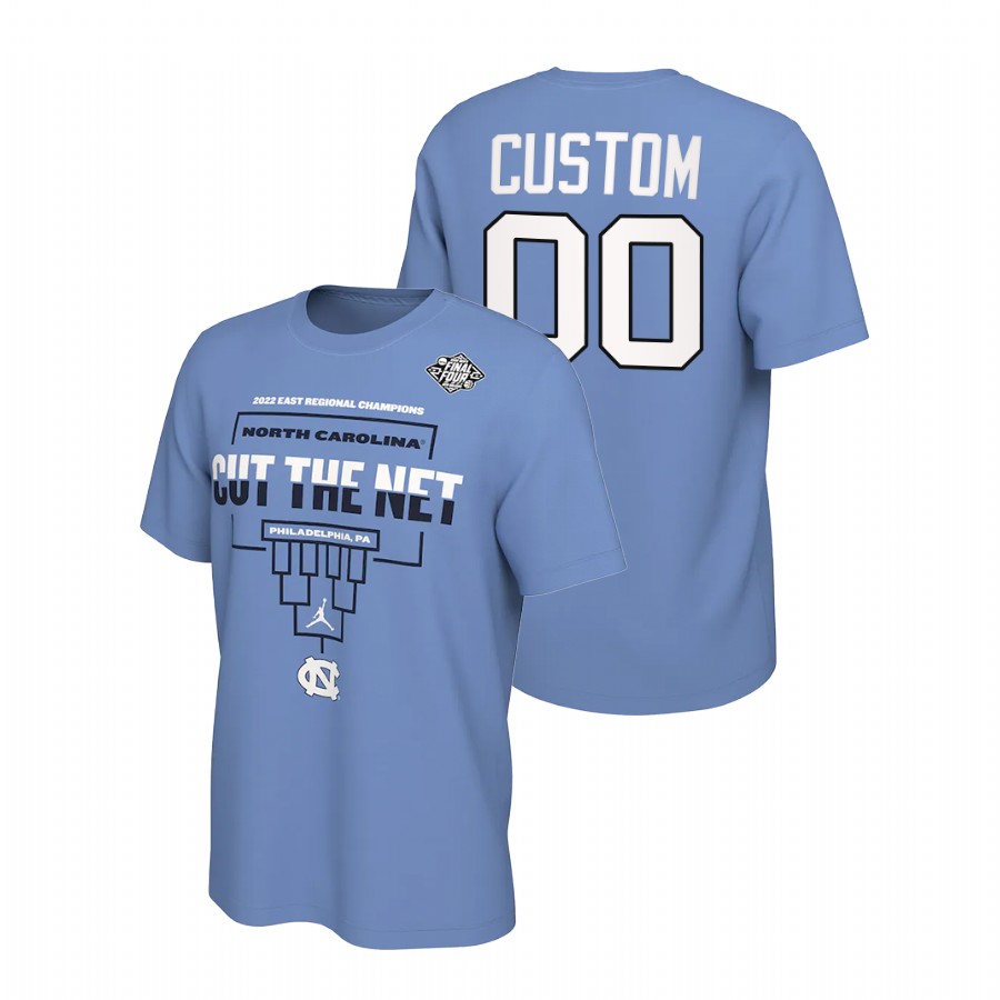 custom north carolina tar heels men blue 2022 march madness final four regional champions locker room t shirt