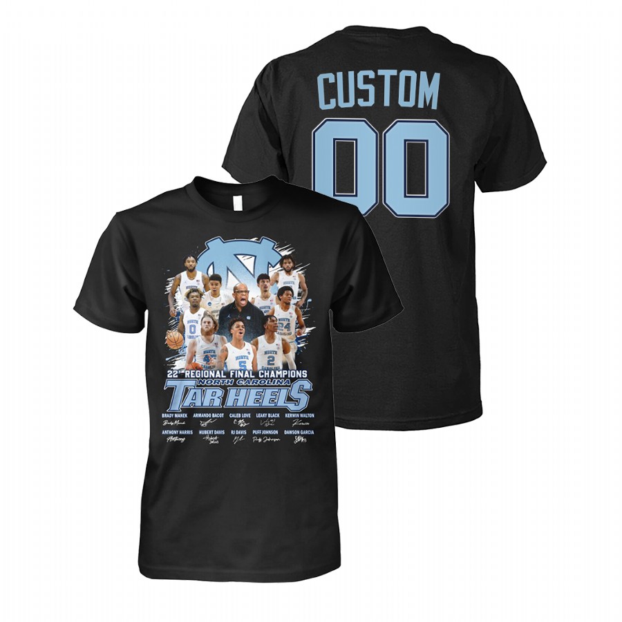 custom north carolina tar heels unisex blue 2022 regional final champions final 4 t shirt