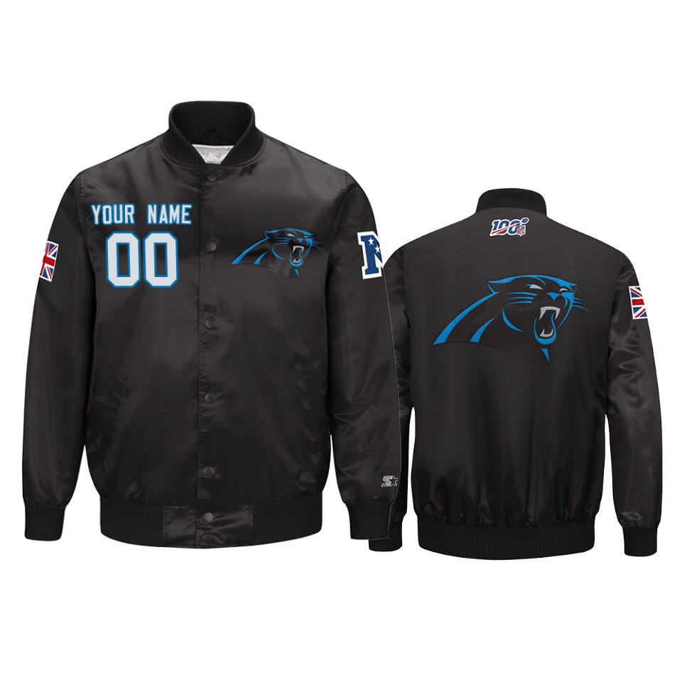 custom panthers black 2019 nfl london game nfl 100 full zip jacket