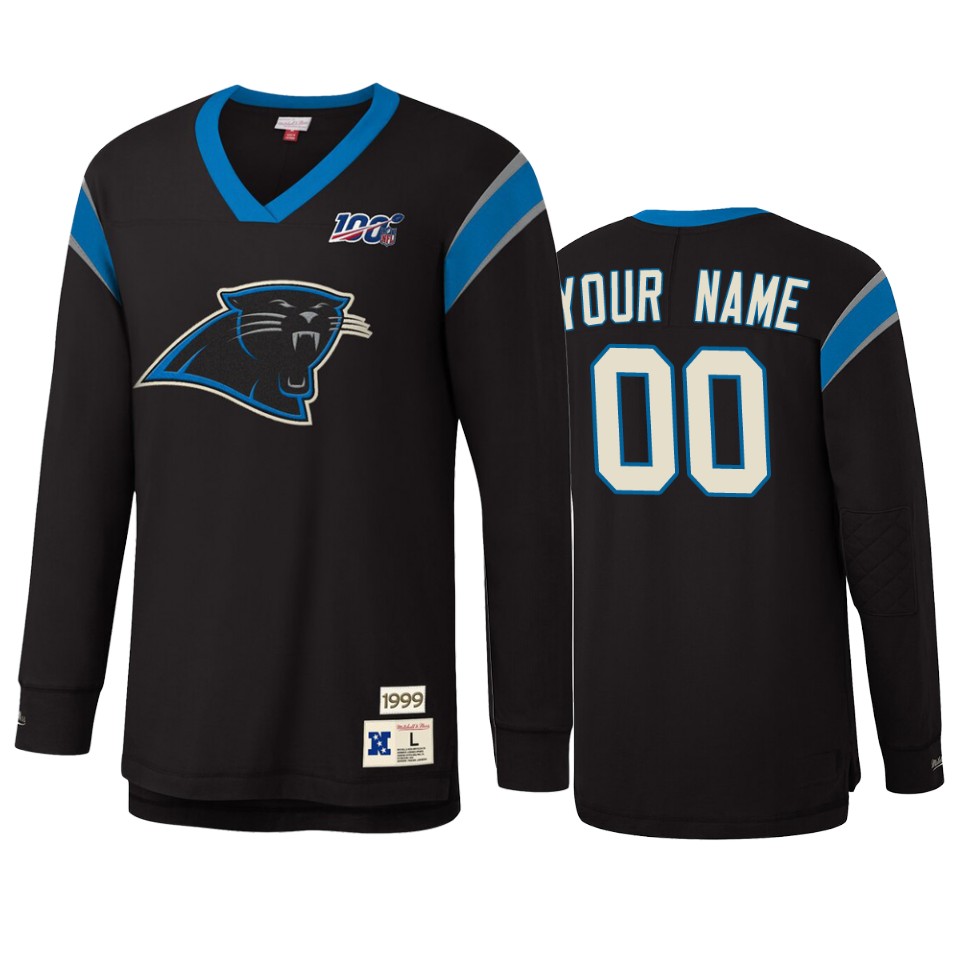 custom panthers black nfl 100 long sleeve t shirt