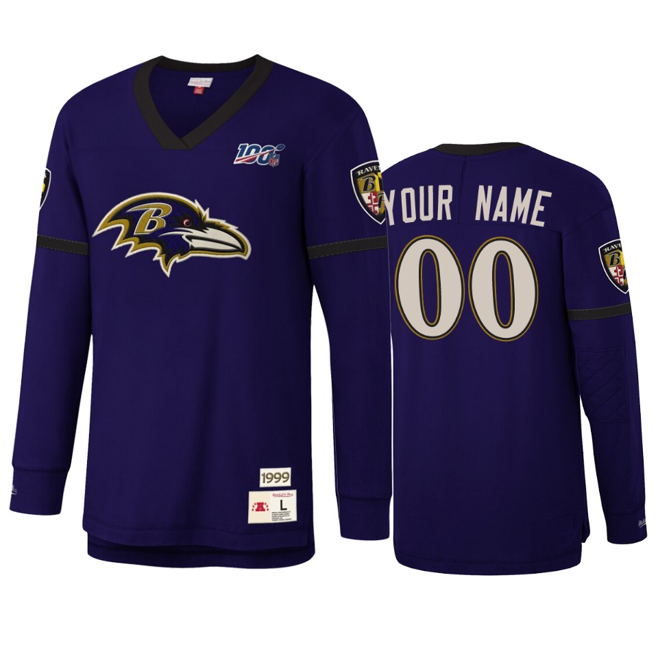 custom ravens purple nfl 100 long sleeve t shirt