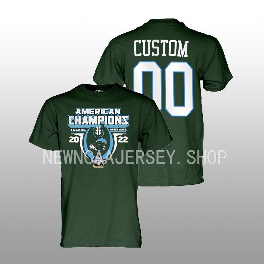 custom tulane green wave green 2022 acc football champions locker room t shirt