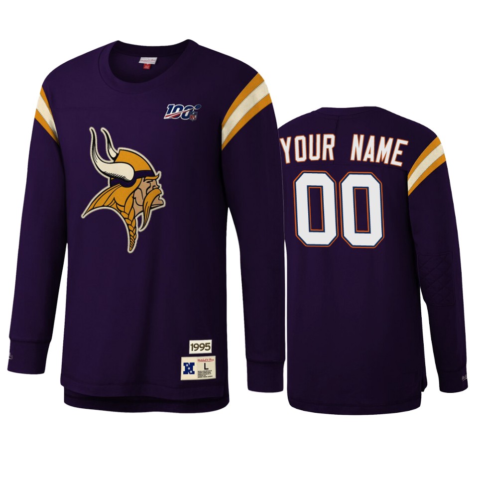 custom vikings purple nfl 100 long sleeve t shirt