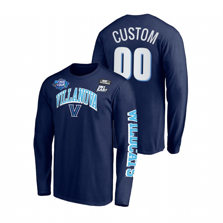 custom villanova wildcats men navy 2022 march madness final four long sleeve t shirt
