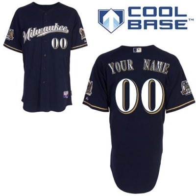 customized milwaukee brewers jersey blue 2010 road cool base baseball jersey