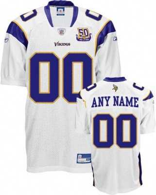 customized minnesota vikings jersey -white 50th anniversary patch football jerseys