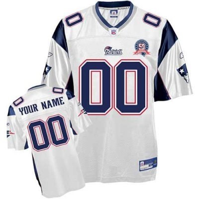customized new england patriots jersey white with team 50th anniversary patch football jersey