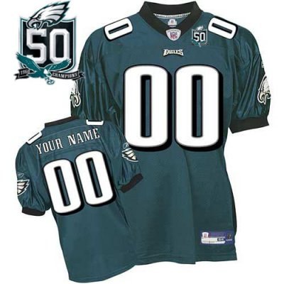 customized philadelphia eagles jerseys green team color with team 50th patch