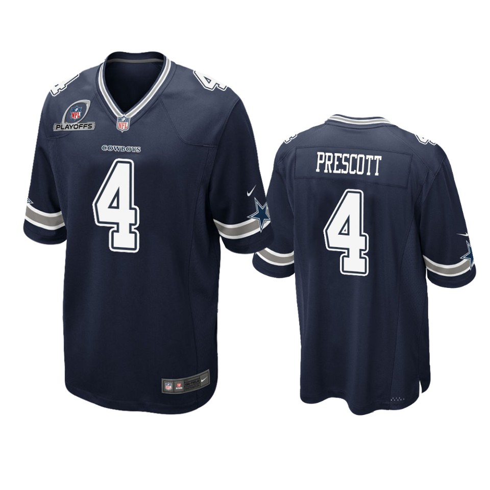 dak prescott cowboys navy 2021 nfl playoffs patch jersey