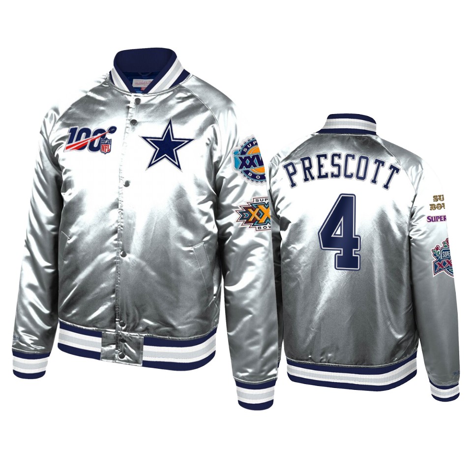 dak prescott cowboys silver super bowl 100th season jacket