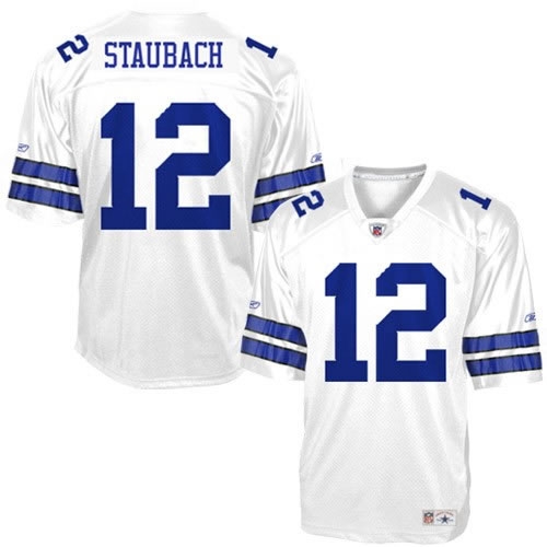 dallas cowboys #12 r staubach white throwback jersey