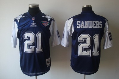 dallas cowboys #21 deion sanders blue throwback 75th