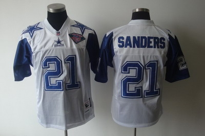 dallas cowboys #21 deion sanders white throwback 75th white