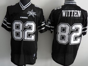 dallas cowboys #82 witten black with 50th jersey