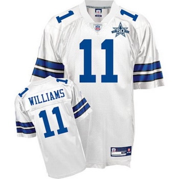 dallas cowboys 11 roy williams white jerseys with 50th patch