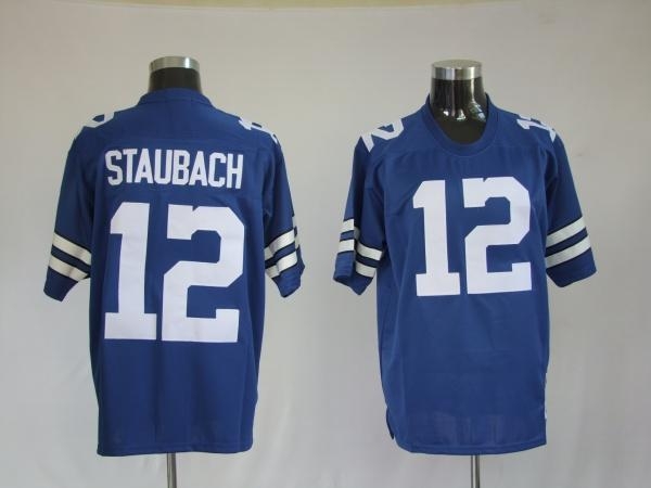 dallas cowboys 12 r staubach blue throwback jersey