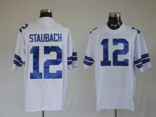 dallas cowboys 12 r staubach white throwback