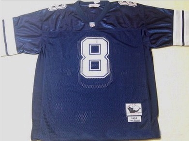 dallas cowboys 1992 troy aikman 8 throwback team color jersey
