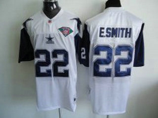 dallas cowboys 22 e.smith white shadow team 75th anniversary patch embroidered