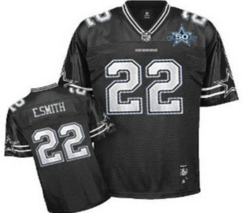 dallas cowboys 22 emmitt smith black shadow team 50th patch embroidered