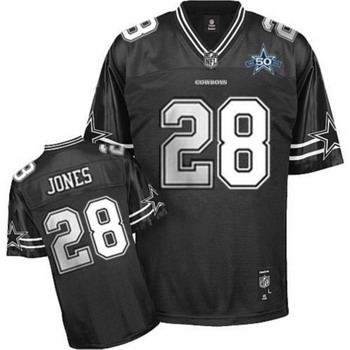 dallas cowboys 28 felix jones black jerseys with 50th patch