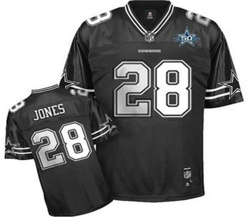 dallas cowboys 28 felix jones black shadow team 50th patch embroidered