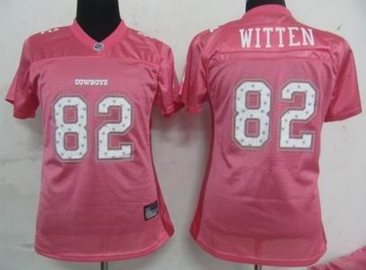 dallas cowboys 82 witten women star struck pink fashion jersey