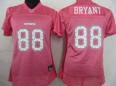 dallas cowboys 88 bryant womens star struck pink fashion jerseys