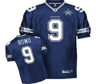 dallas cowboys 9 tony romo blue team 50th anniversary patch embroidered