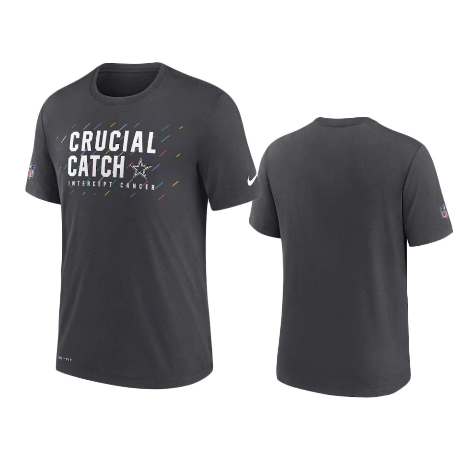 dallas cowboys charcoal 2021 nfl crucial catch performance t shirt