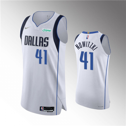 Dallas Mavericks Dirk Nowitzki White 2021-22 Association Edition 75th Anniversary Authentic stitched Jersey #41