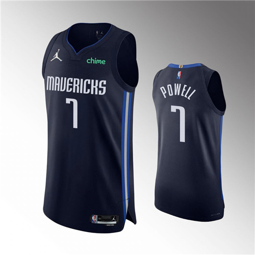 Dallas Mavericks Dwight Powell 75th Anniversary 2021-22 Statement Edition Authentic Navy stitched Jersey #7