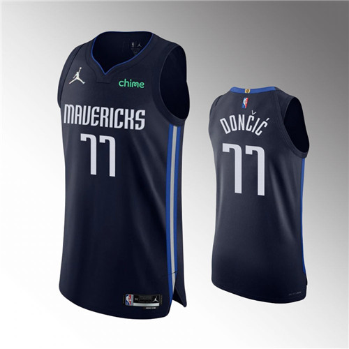 Dallas Mavericks Luka Doncic 75th Anniversary 2021-22 Statement Edition Authentic Navy stitched Jersey #77