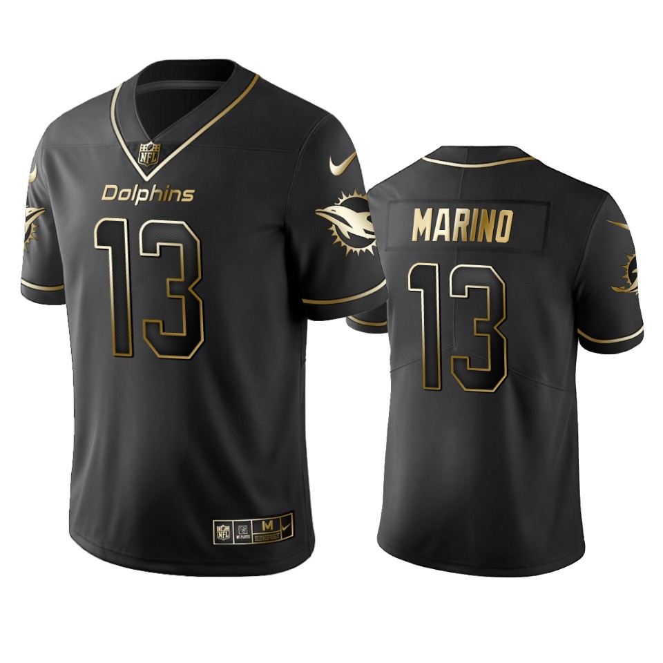dan marino dolphins black golden edition jersey