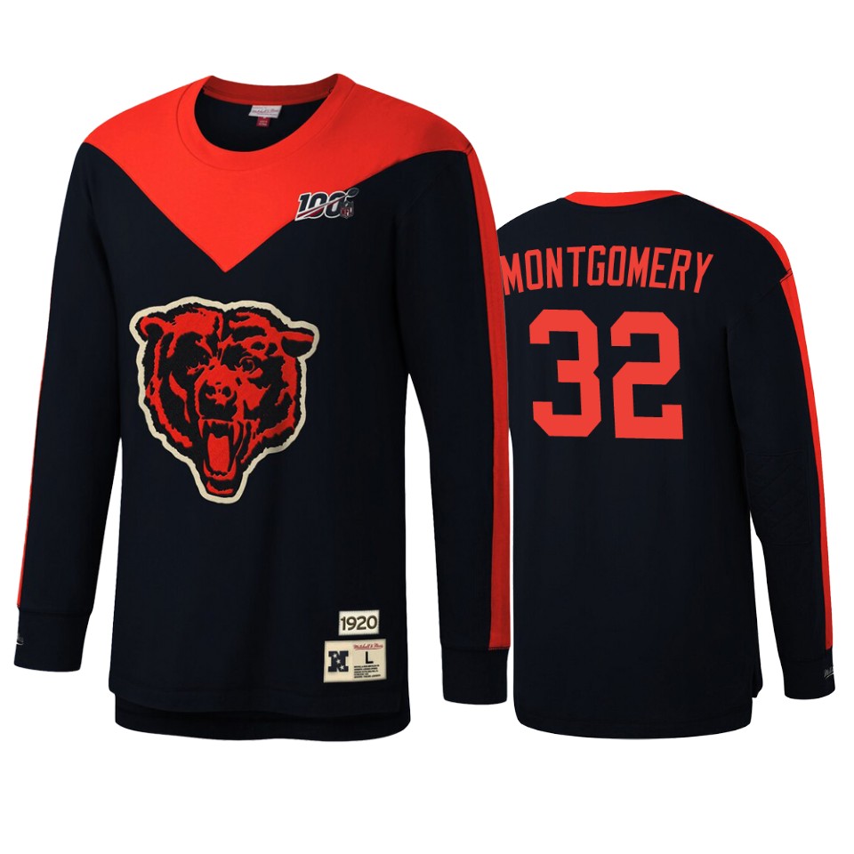 david montgomery bears navy nfl 100 long sleeve t shirt