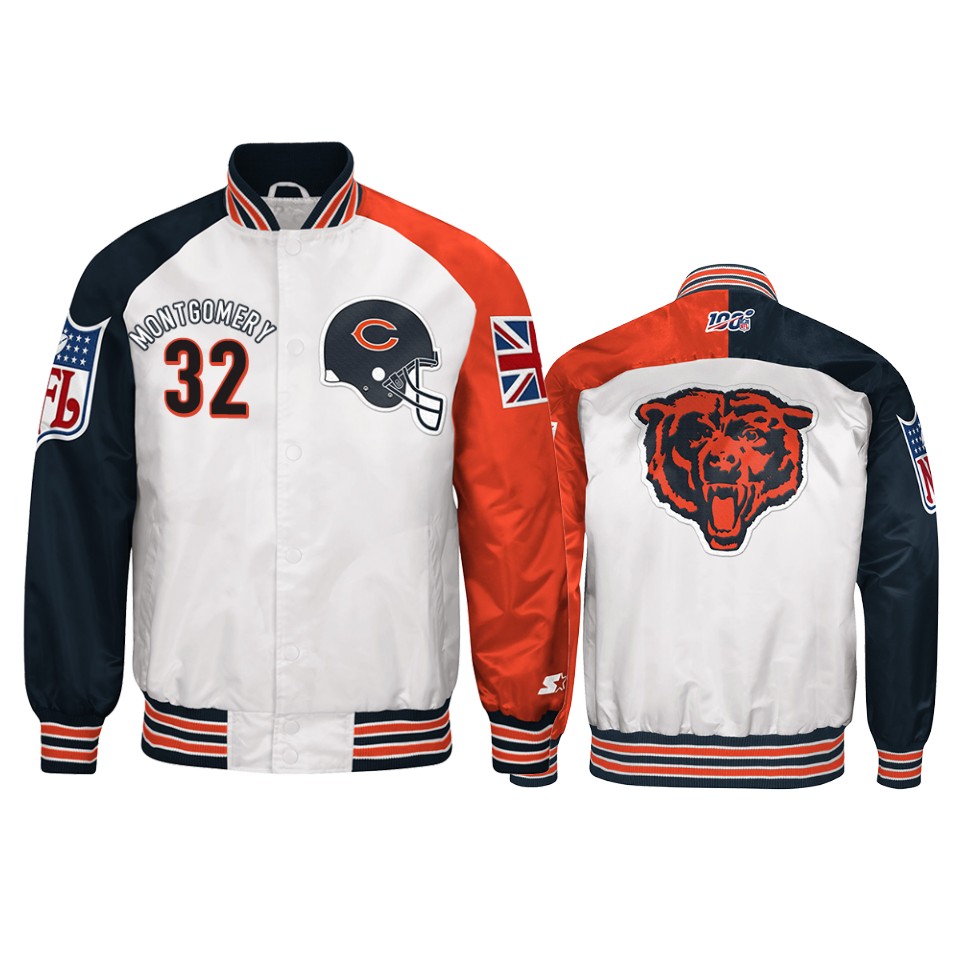 david montgomery bears white 2019 nfl london game nfl 100 full zip jacket 1