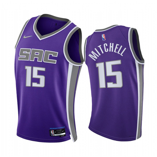 Sacramento Kings Davion Mitchell 75th Diamond Anniversary Purple stitched Jersey #15