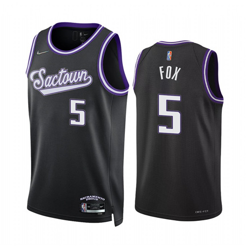 Sacramento Kings De'Aaron Fox City Edition Black stitched Jersey #5