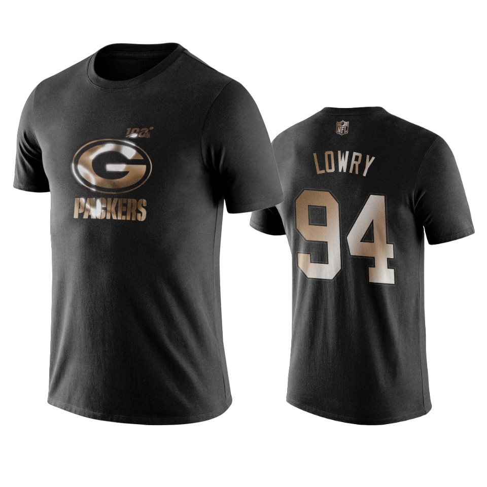 dean lowry packers black golden 100th season t shirt