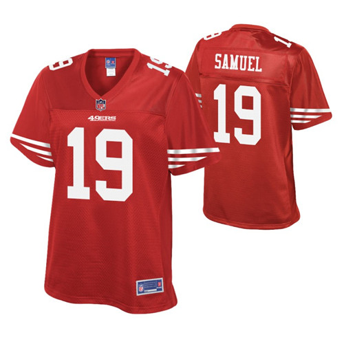 deebo samuel pro line jersey scarlet women's stitched
