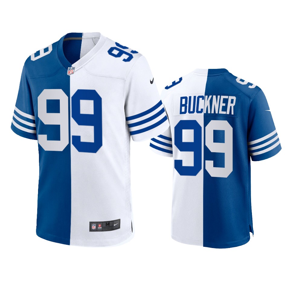 deforest buckner colts royal white throwback split jersey