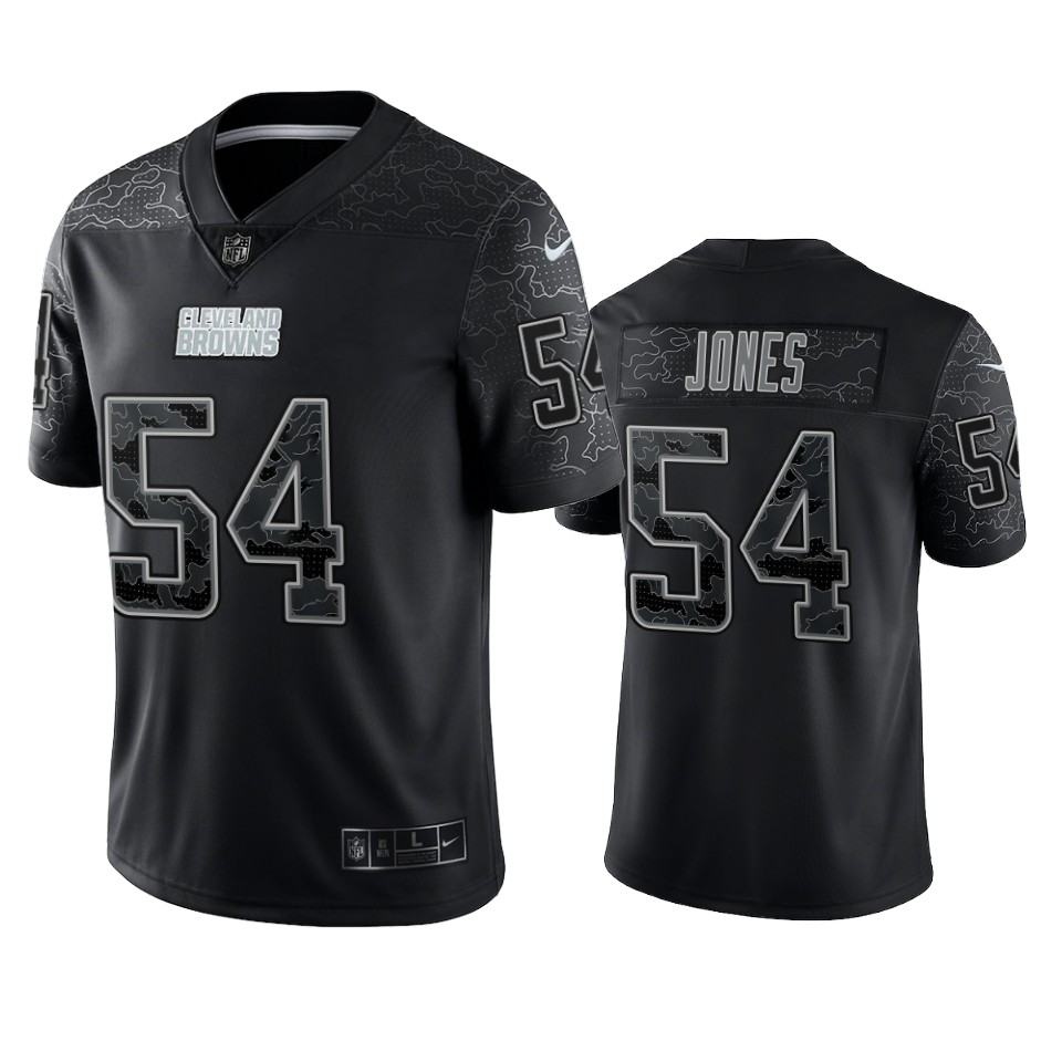 deion jones browns reflective limited black jersey