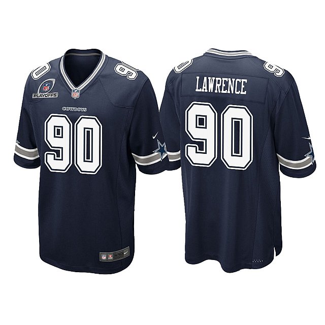 demarcus-lawrence-cowboys-2021-nfl-playoffs-patch-game-navy-jersey-middle