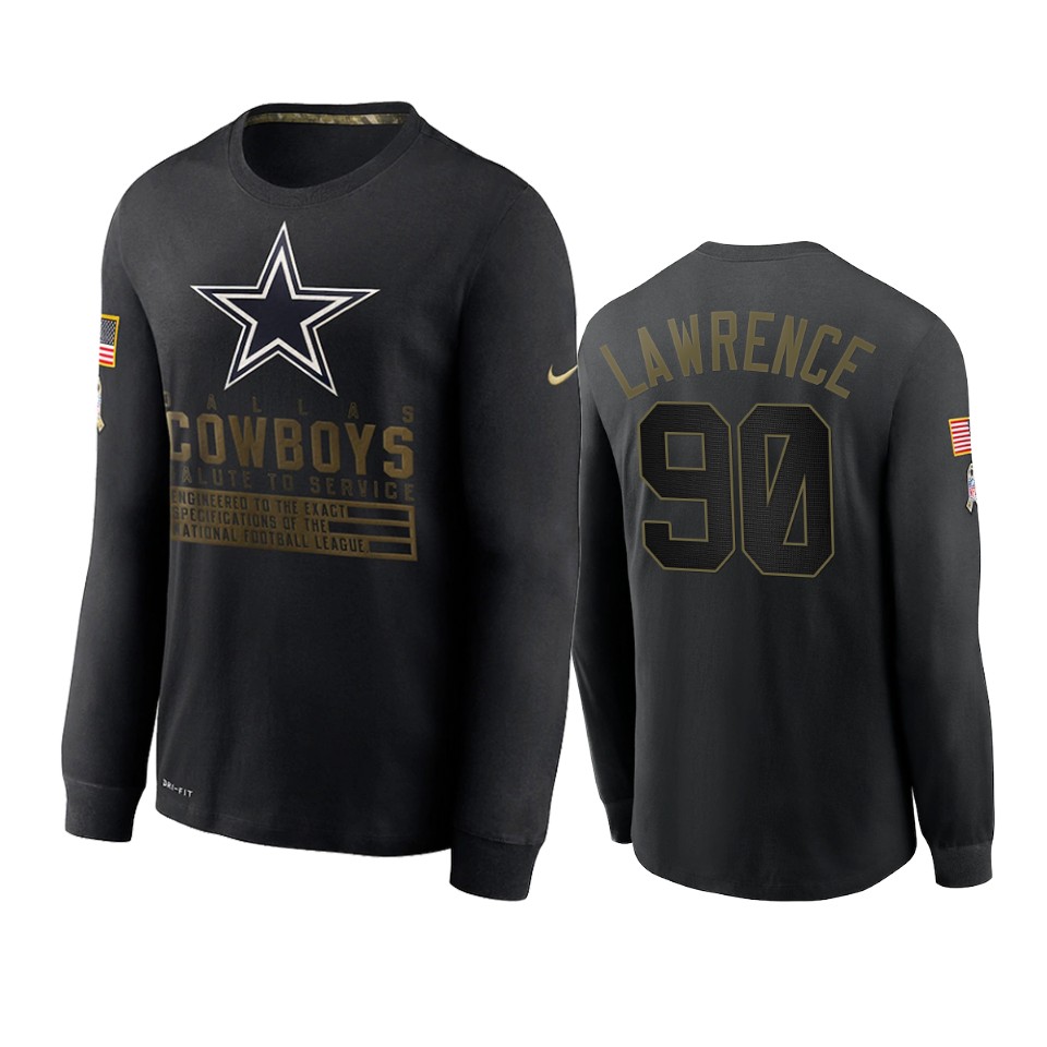 demarcus lawrence cowboys black 2020 salute to service sideline performance long sleeve t shirt