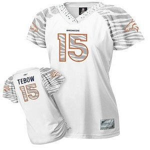 denver broncos #15 tebow women white jerseys