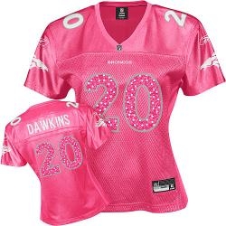 denver broncos #20 dawkins pink 2010 style women jerseys